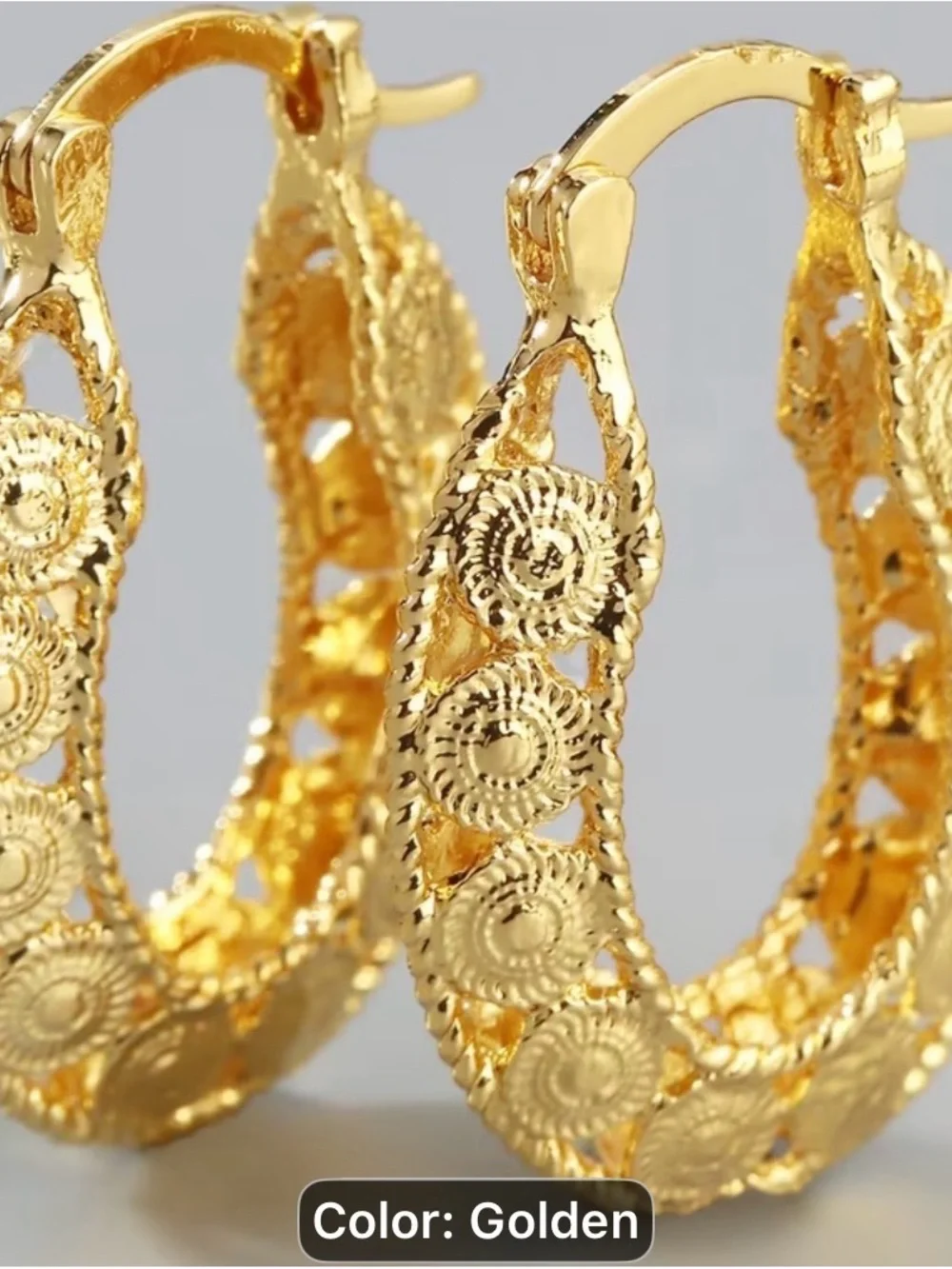 Golden Filigree Hoop Earrings - Women Jewelry